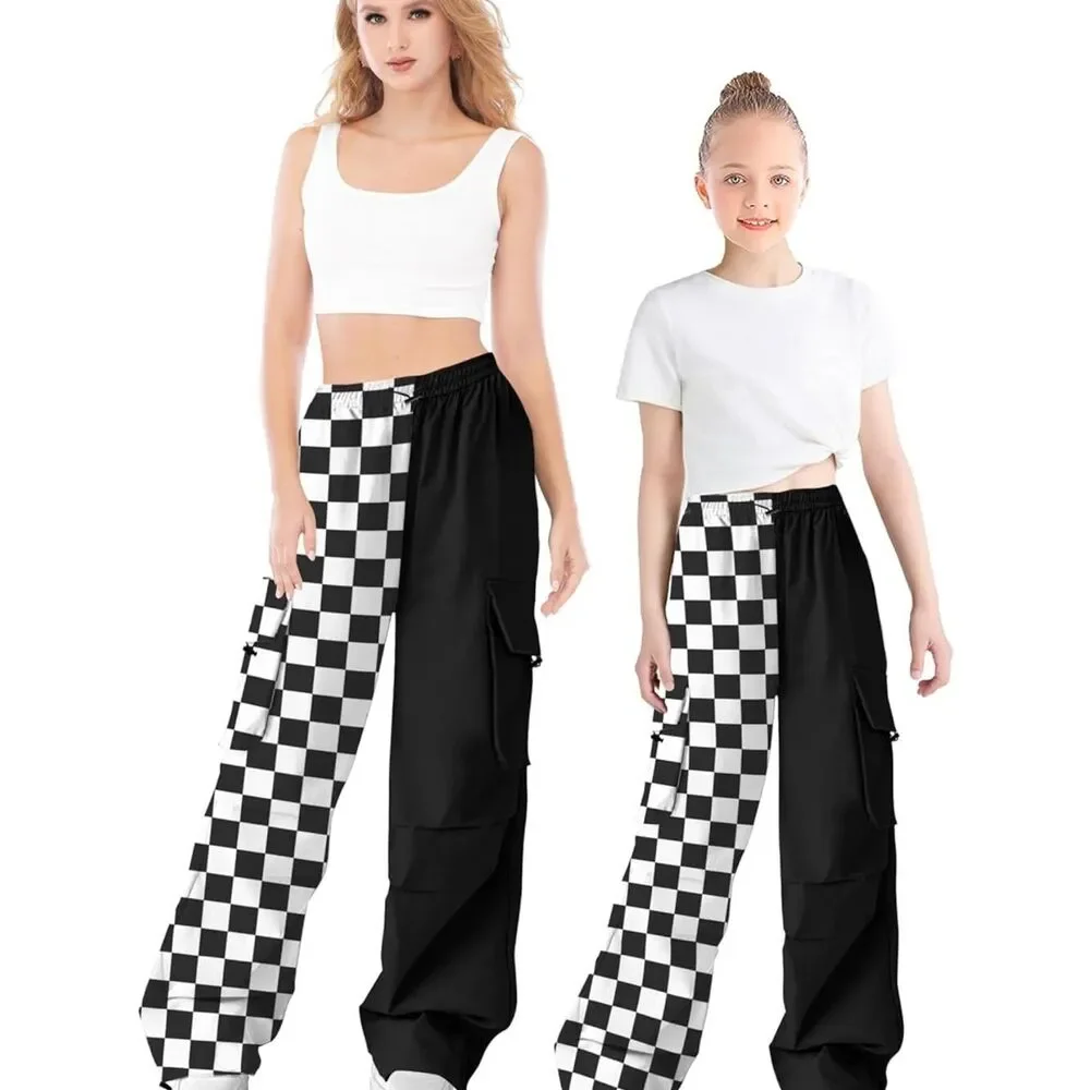 New Girls Size 16-170, Cargo Pants Elastic Waist Drawstring with Pockets Pants,‎